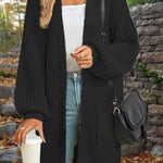 Mid-Length Loose Oversized Double Pocket Cardigan Sweater Jacket