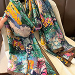 Chic Floral Printed Silk Imitation Warm Shawl&Scarf