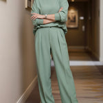 Long Sleeves Loose Solid Color High Neck Blouses&Shirts Tops