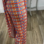 Retro Print Casual Split Top Two-Piece Set