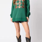 Halloween Pumpkin Sequin Loose Casual Sweatshirt