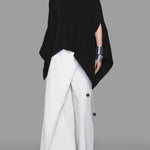 Batwing Sleeves Loose Asymmetric Solid Color One-Shoulder Blouses&Shirts Tops