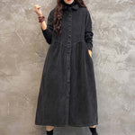 Original Solid Corduroy Lapel Dress