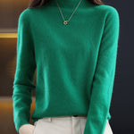 Office Long Sleeves Solid Color High-Neck Sweater Tops Pullovers