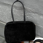 Retro multi-colored suede handbag