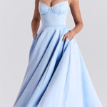 Suspender V-Neck Sleeveless Tutu Maxi Dress