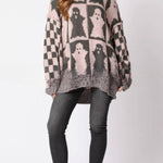 Halloween Ghost Plaid Crew Neck Sweater