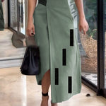 A-Line Loose Asymmetric Elasticity Pockets Split-Joint Skirts Bottoms