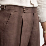 TUSCANY PLEATED COASTAL TROUSERS - Dark Brown