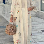 Sunday Stroll Unique Plaid Print Long Sleeve Midi Cover Up