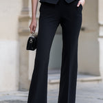 Black Strapless Corset Peplum & Wide-Leg Trouser Set