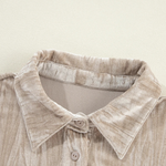Golden Velvet Loose Fit Chest Pockets Buttoned Shirt