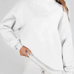 Women's Slit Mock Neck Oversized Sweatshirt