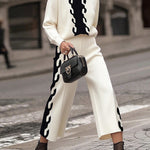 High Waisted Straight Leg Contrast Color Split-Joint Pants Trousers
