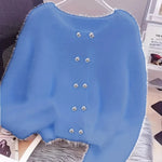 Luna ��� Fluffy Heart-Button Knit Sweater