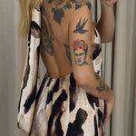 Leopard Print Sexy Halter Neck Backless Loose Maxi Dress