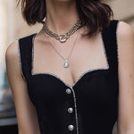 Vintage-Inspired Mini Dress With Silver Button Details