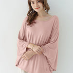 Vintage Loose Round-Neck Batwing Sleeves Shirts