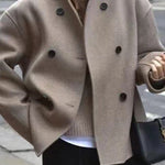 British Style Elegant Solid Buttons Mandarin Collar Outerwear