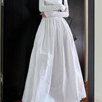 Long Sleeves Pleated Solid Color Split-Joint Off-The-Shoulder Maxi Dresses