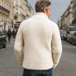 Men's Classic Solid Color Stand Collar Button Cardigan