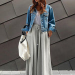 Loose Urban Gray Wide Leg Elastic Waist Pants