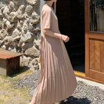 Urban Ruffled Split-Joint High Waisted Short Sleeves Midi Dress
