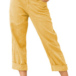 Solid color cotton and linen fashionable loose high waist casual pants