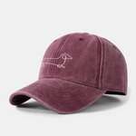 Line Dachshund Print Washed Baseball Cap