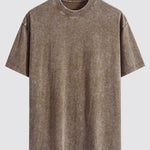 Basic Washed Distressed Drop Shoulder Oversize T-Shirt