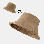 Thick And Warm Corduroy And Cashmere Splicing Multifunctional Soft Plush Bucket Cap Can Be Worn In Both Directions