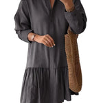 Women's Fashion Loose Button Down Shirt Dress