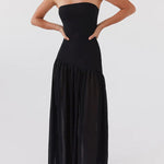 Eden Patchwork Semi-sheer Chiffon Strapless Maxi Dress