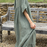 MIRA v-neck paneled maxi dress