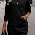 Hot selling casual fashion women's plaid mid-length hooded sweatshirt