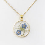 Real Dried Forget-Me-Not Flower Pendant Necklace