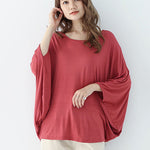 Vintage Loose Round-Neck Batwing Sleeves Shirts