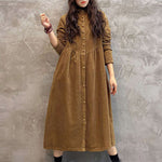 Original Solid Corduroy Lapel Dress