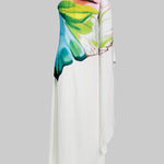 Long Sleeves Loose Asymmetric Flower Print One-Shoulder Maxi Dresses