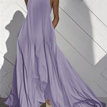 Loose Sleeveless Pockets Solid Color Split-Joint Round-Neck Maxi Dresses