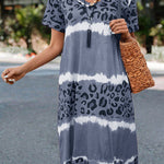 Gradient Leopard Print Casual Midi Dress