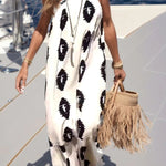 Sloping shoulder tie dress halter neck holiday loose beach dress
