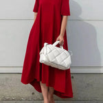 High-Low Short Sleeves Solid Color Maxi Dresses
