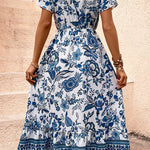 Bohemian Blue V-Neck Dress