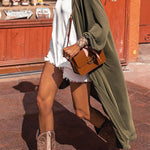 Green Lightweight Long Sleeve Open Front Duster Cardigan