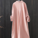 High-Low Long Sleeves Solid Color Lapel Shirts Tops