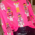 Holiday Traditions Colorful Nutcracker Printed Loose Sweatshirt