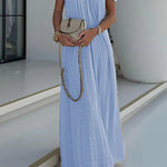Modern and Sophisticated Linen Blend Draped Braids Cover Up Maxi Dress