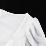 Flared Sleeves Skinny Gauze Pleated See-Through Solid Color Split-Joint Square-Neck Maxi Dresses