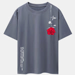 Slogan Rose Print Drop Shoulder Oversize T-Shirt